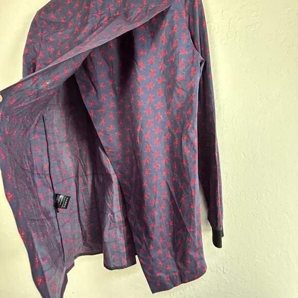 Risto Womens Navy Evil Tree Tulip Back Shirt Tunic Small 100% Cotton Long Sleeve - Picture 3 of 10